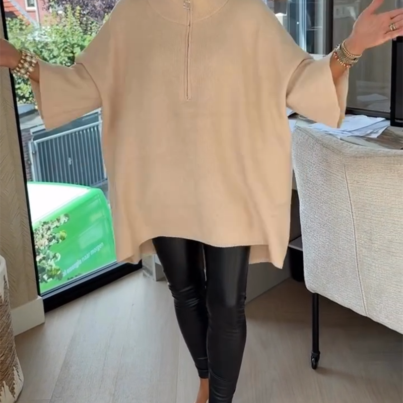 Pull Col Montant Demi-Zip Ample