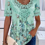 T-Shirt À Imprimé Fleuri Mode Manche Courte
