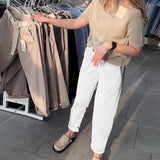 Pantalon Uni Décontracté Droit