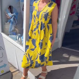 Robe Décolleté En V Sans Manches Imprimée