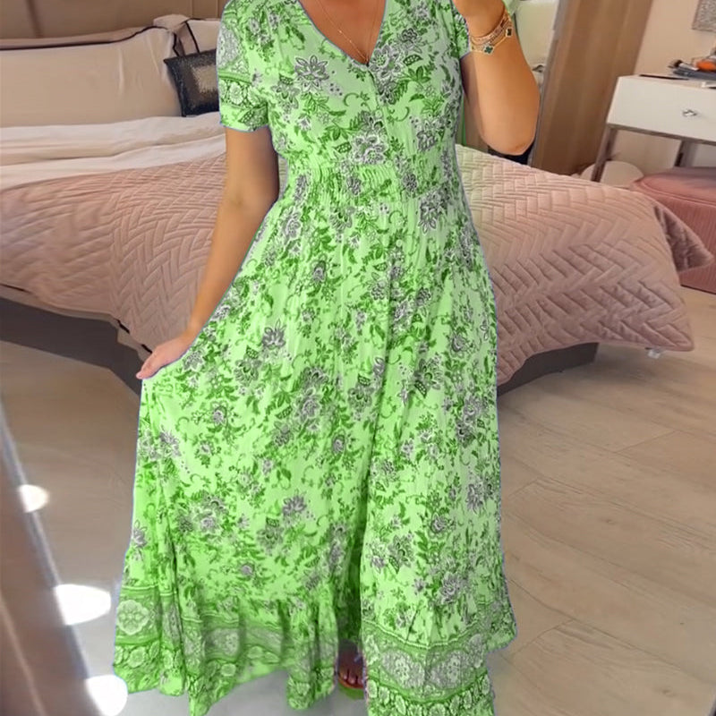 Robe col V à imprimé fleuri