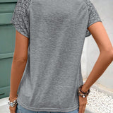 T-Shirt Solide Couleur Creuse Col Rond Slim