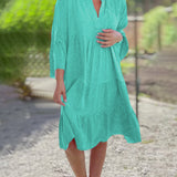 Robe à manches 3/4 à imprimé géométrique Boho