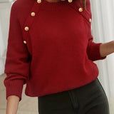 Pull Boutonné À Col Rond
