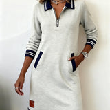 Robe À Manches Longues Avec Zip Et Revers