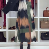 Robe Tendance Imprimée À Col Rond Et Manches Longues