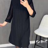 Robe plissée en maille patchwork de couleur unie