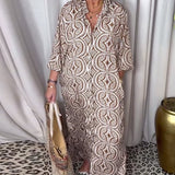 Robe longue imprimée vintage avec poche à revers