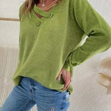 Pull Col V Bouton Uni