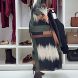 Robe Tendance Imprimée À Col Rond Et Manches Longues