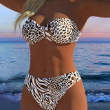 Maillot De Bain Sexy Imprimé Léopard Deux-Pièces