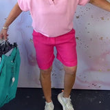 Short Uni Coton Et Lin Décontracté