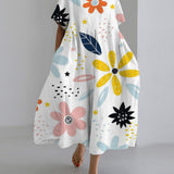 Robe ample imprimée à manches courtes