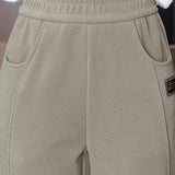 Pantalon Taille Haute Chaud avec Doublure en Laine