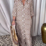 Robe longue imprimée vintage avec poche à revers
