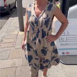 Robe Décolleté En V Sans Manches Imprimée