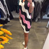 Robe À Col En V Avec Imprimé Ondulé