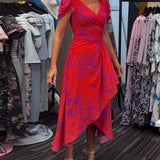 Robe imprimée fendue plissée