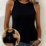 Débardeur Ajusté Sans Manches Avec Soutien-Gorge Intégré Et À Blocs De Couleurs