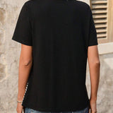 T-Shirt Casual Rayé Couleur Contrastée