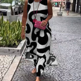 Robe Sans Manches Col Rond Avec Imprimé Géométrique