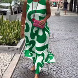 Robe Sans Manches Col Rond Avec Imprimé Géométrique