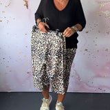 Pantalon court svelte imprimé léopard