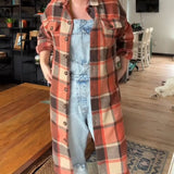 Manteau décontracté à carreaux avec boutons