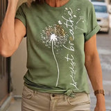 T - Shirt Imprimé Pissenlit Manches Courtes