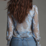 Blouse Demi-Zip Volant Rétro