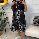 Robe imprimée à manches courtes et col rond