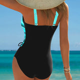 Maillot de Bain Monopièce Cordelette de Couleur Contrastée