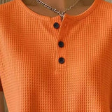 T-shirt Boutonné Col V Décontracté