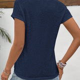 T-Shirt Col Rond Couleur Unie À Manches Courtes