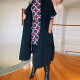 Cardigan décontracté à manches courtes et poches de couleur unie