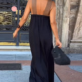 Robe Elegante Croix Dos Sans Dos Avec Couleur Contrastée