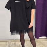 Robe À Manches Courtes En Patchwork De Strass