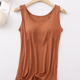 Débardeur Femme Avec Soutien-Gorge Intégré Sans Manches Décontracté Basique Col Rond Classique
