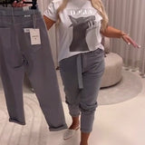 Pantalon Élastique Coupe Slim Décontracté
