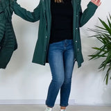 Manteau tendance de couleur unie avec fermeture éclair et bouton amovible