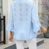 Haut Motif Losange Creux Manches Trompette