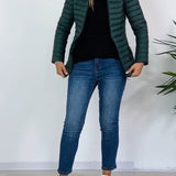Manteau tendance de couleur unie avec fermeture éclair et bouton amovible