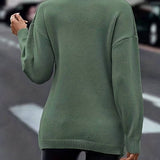 Pulls De Couleur Unie Avec Col En V Et Manches Longues