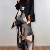 Ensemble Deux-Pièces Imprimé Géométrique Décontracté Pantalon Large