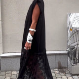 Robe sans Manches en Mesh et Patchwork