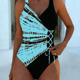 Maillot De Bain Une Pièce Color-Block À Pois