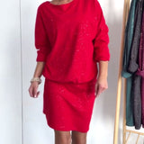 Robe Col Rond Paillettes Fines À La Mode