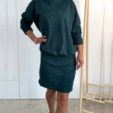 Robe Col Rond Paillettes Fines À La Mode