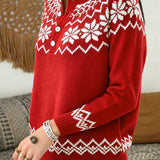 Pull Flocon De Neige Jacquard Demi-Ouvert
