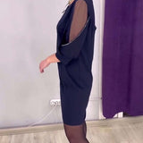Robe Manches Mi-longues Col V Strass Couture